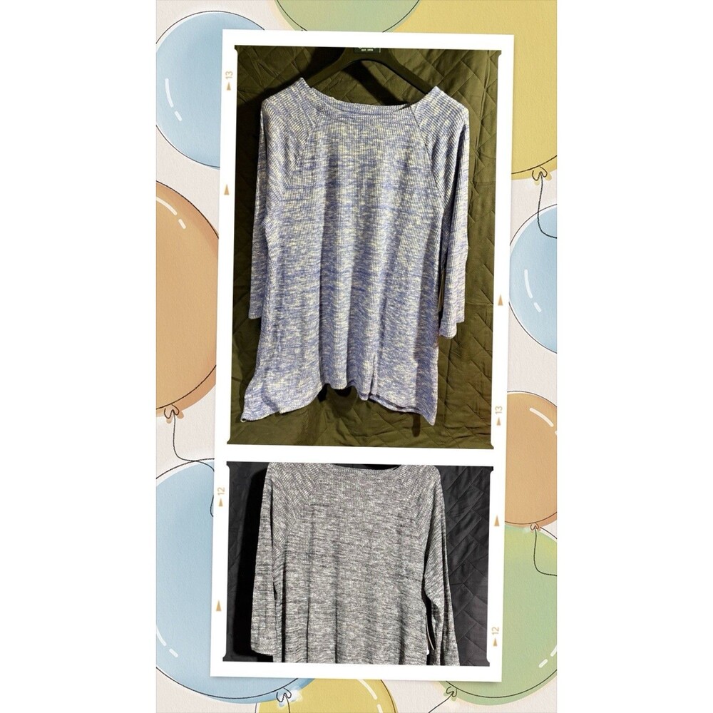 Lot of 2 Chico's Heathered Boat Neck Knit Pullover Top Both size 3/XL
